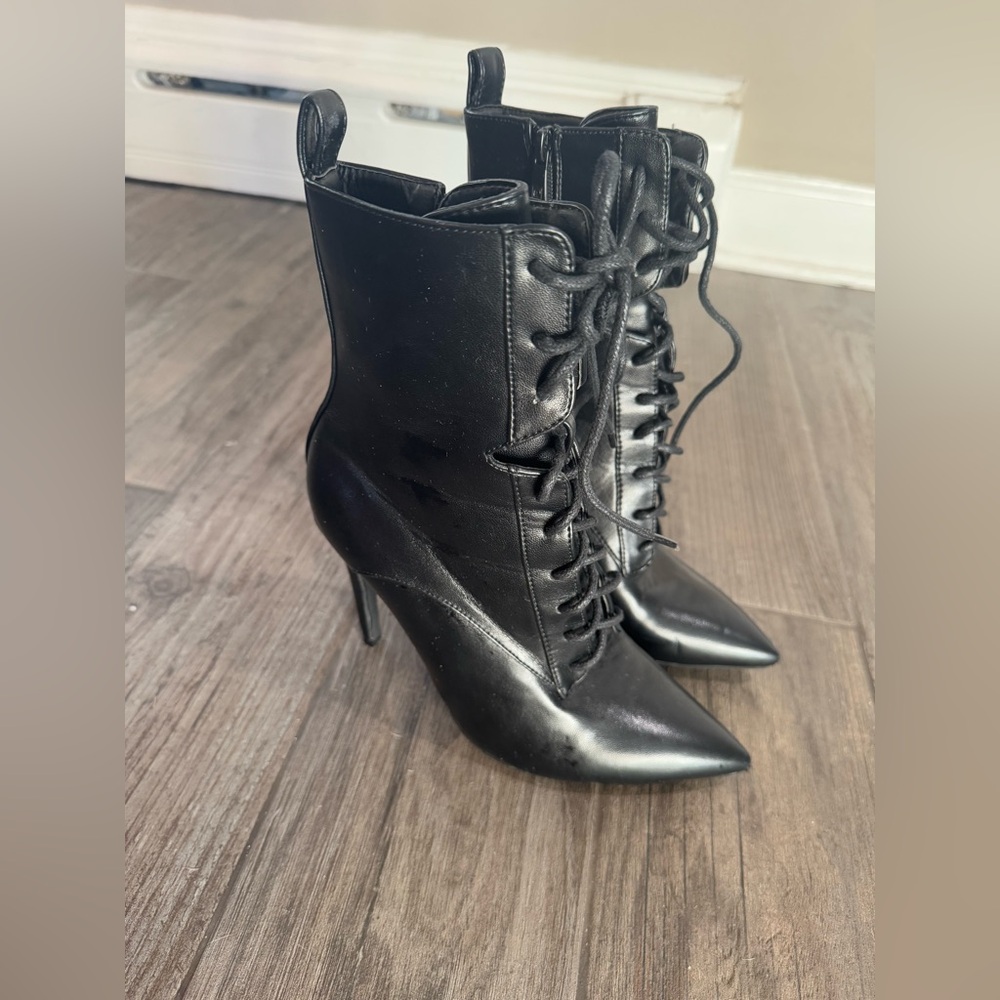 AZALEA WANG ASTORIA LACE UP STILETTO BOOTIE NWOT - Picture 3 of 10